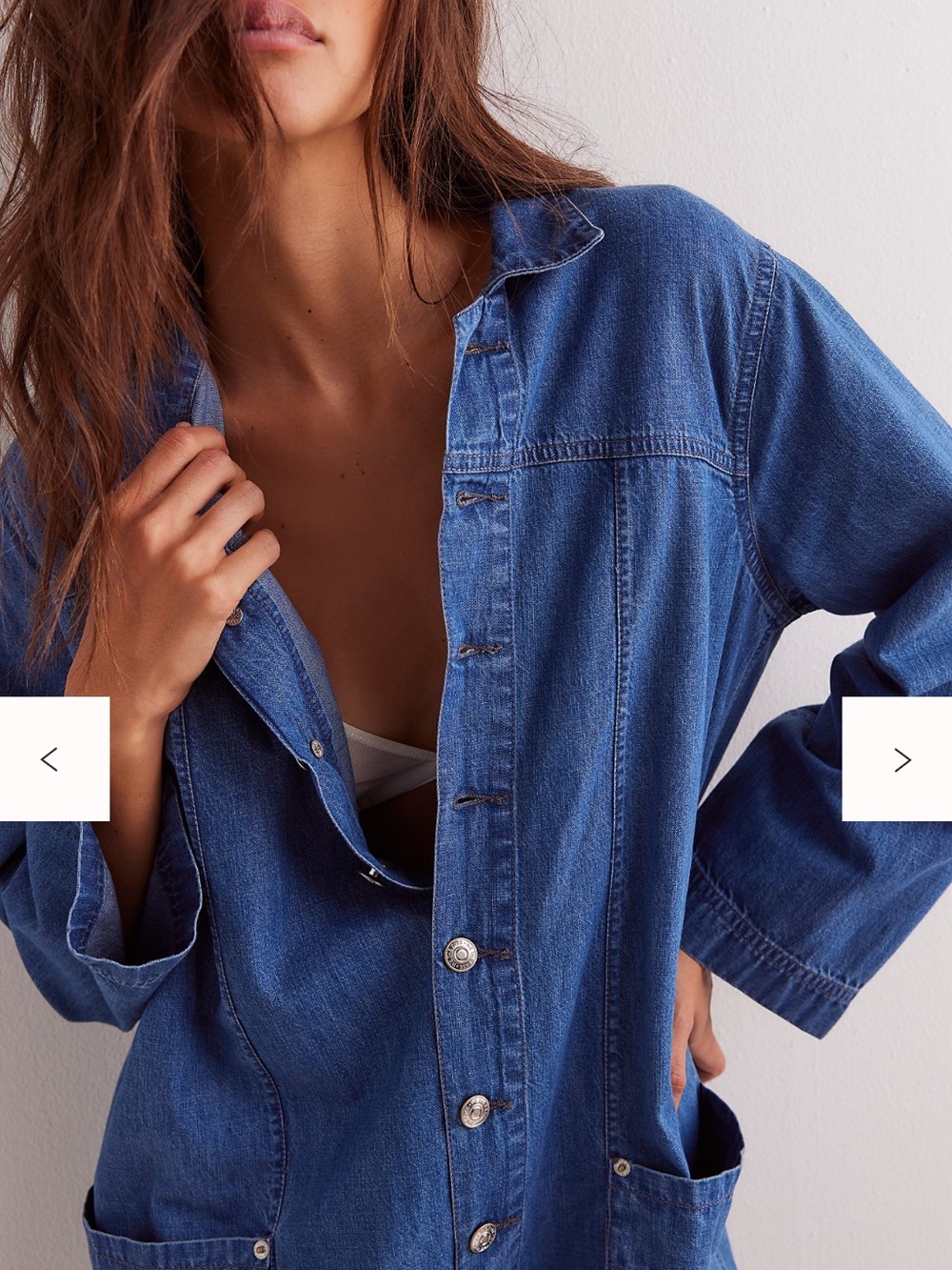 We The Free Margarita Denim Jumpsuit Medium Free People Utility Barrel Leg - Picture 2 of 13